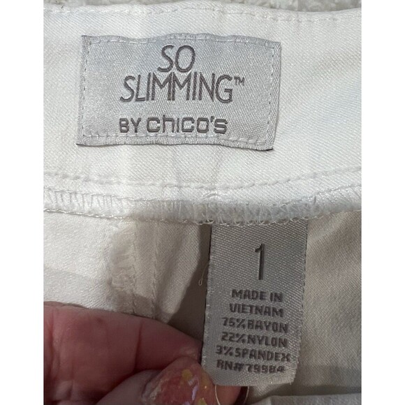 Chicos Chico's Pants Women's White So Slimming Ankle Pull On Stretch Jeans 1/M/8 - Picture 5 of 6
